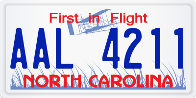 NC license plate AAL4211