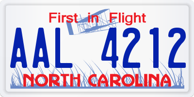 NC license plate AAL4212