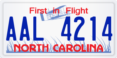 NC license plate AAL4214