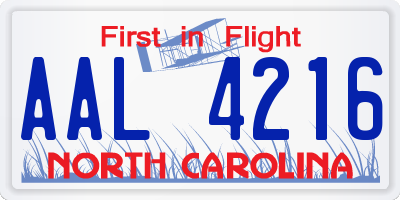 NC license plate AAL4216