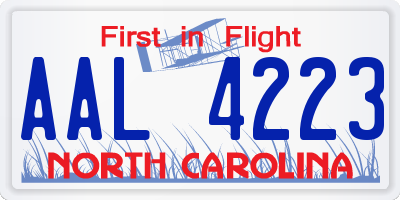 NC license plate AAL4223