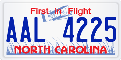 NC license plate AAL4225