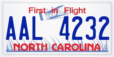 NC license plate AAL4232