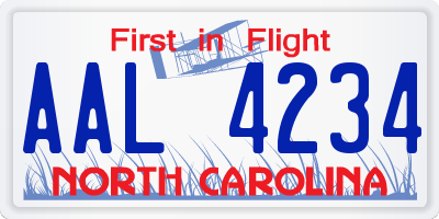 NC license plate AAL4234