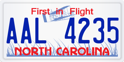 NC license plate AAL4235