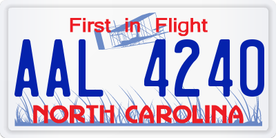 NC license plate AAL4240