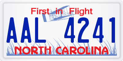 NC license plate AAL4241