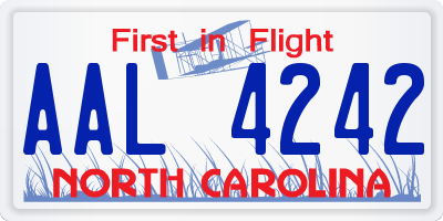 NC license plate AAL4242