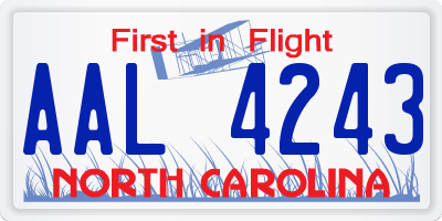 NC license plate AAL4243