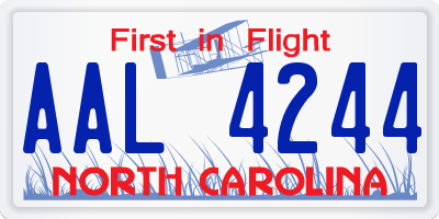 NC license plate AAL4244