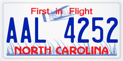 NC license plate AAL4252