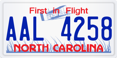 NC license plate AAL4258