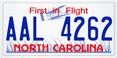 NC license plate AAL4262