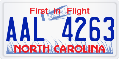 NC license plate AAL4263