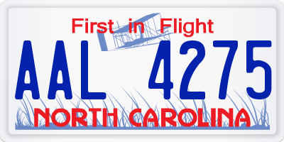 NC license plate AAL4275