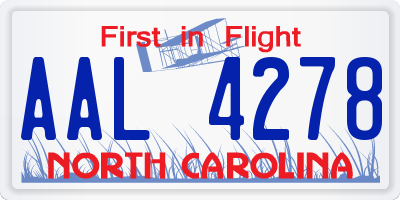 NC license plate AAL4278