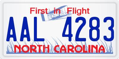 NC license plate AAL4283