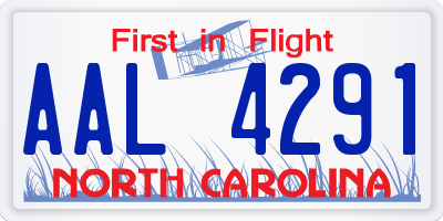 NC license plate AAL4291