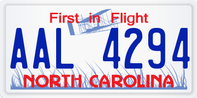 NC license plate AAL4294