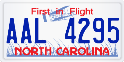 NC license plate AAL4295