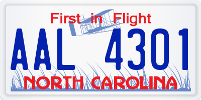 NC license plate AAL4301
