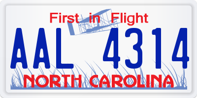 NC license plate AAL4314