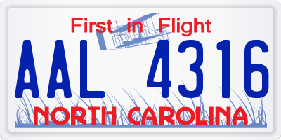NC license plate AAL4316