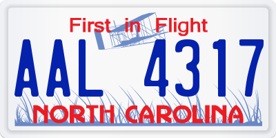NC license plate AAL4317