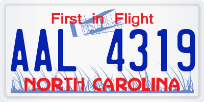 NC license plate AAL4319