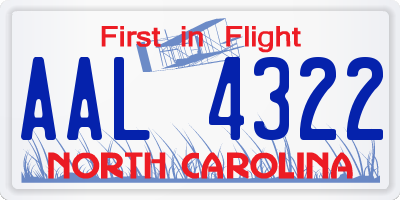 NC license plate AAL4322