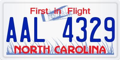 NC license plate AAL4329