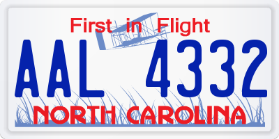 NC license plate AAL4332