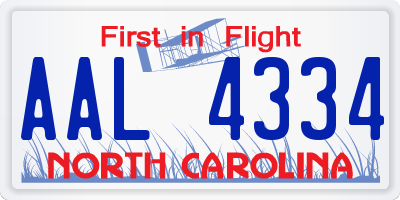 NC license plate AAL4334
