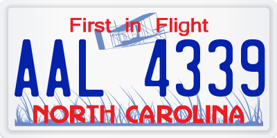 NC license plate AAL4339