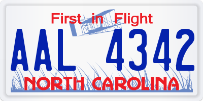 NC license plate AAL4342