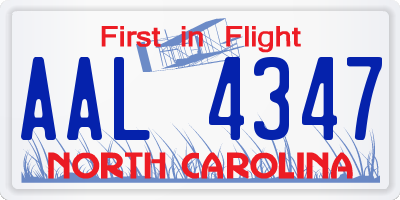 NC license plate AAL4347