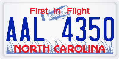 NC license plate AAL4350