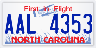 NC license plate AAL4353