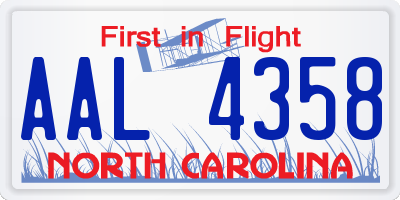 NC license plate AAL4358