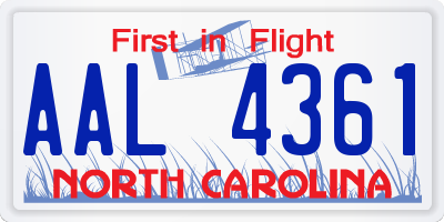 NC license plate AAL4361