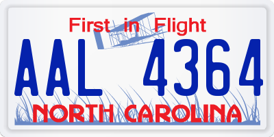 NC license plate AAL4364