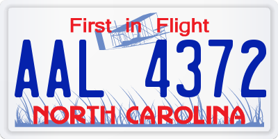 NC license plate AAL4372