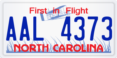 NC license plate AAL4373