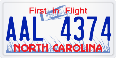 NC license plate AAL4374