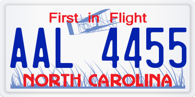 NC license plate AAL4455