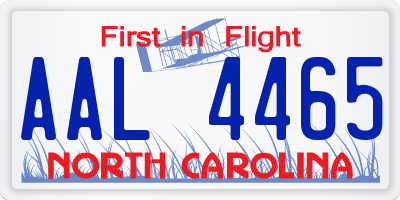 NC license plate AAL4465