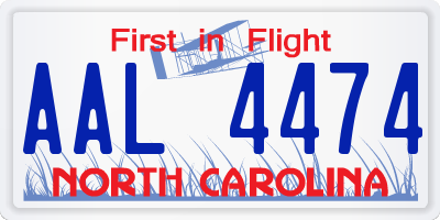NC license plate AAL4474