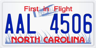 NC license plate AAL4506