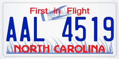 NC license plate AAL4519
