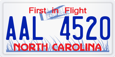 NC license plate AAL4520